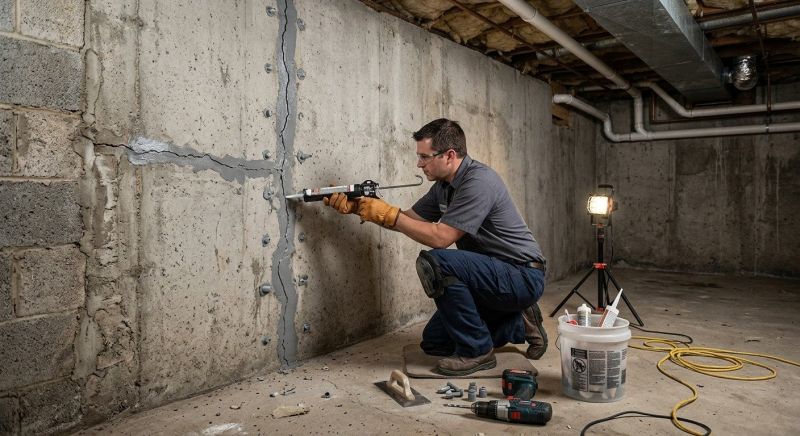 Basement Crack Repair in Brookfield, CT