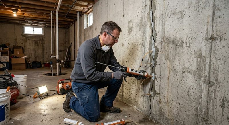 Basement Crack Repair in Brookfield, CT