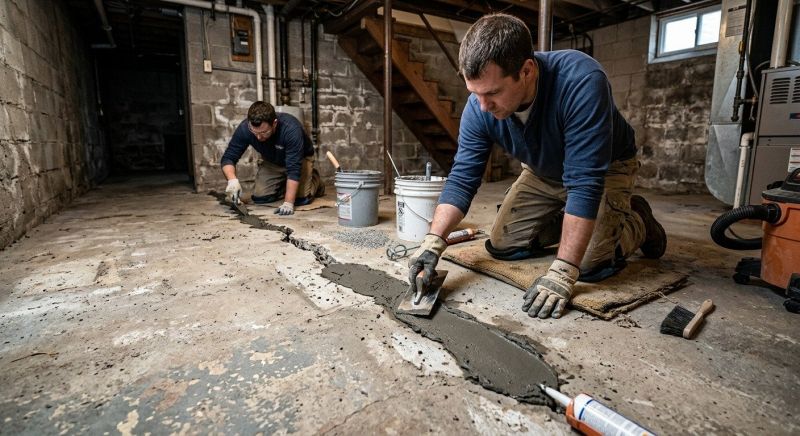Cracked Basement Floor Repair in Brookfield, CT