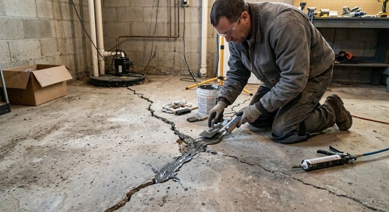 Cracked Basement Floor Repair in Brookfield, CT